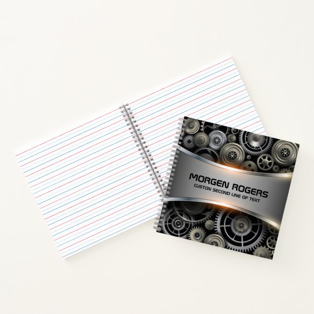 Hintergrunddruck mit metallischer grauer Textur Notizbuch (Innenseite)