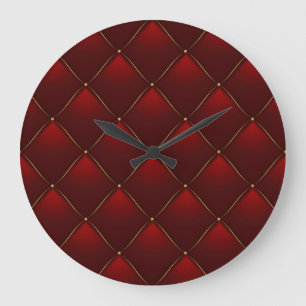 Hintergründe des gequilten Red Gold Thread Große Wanduhr