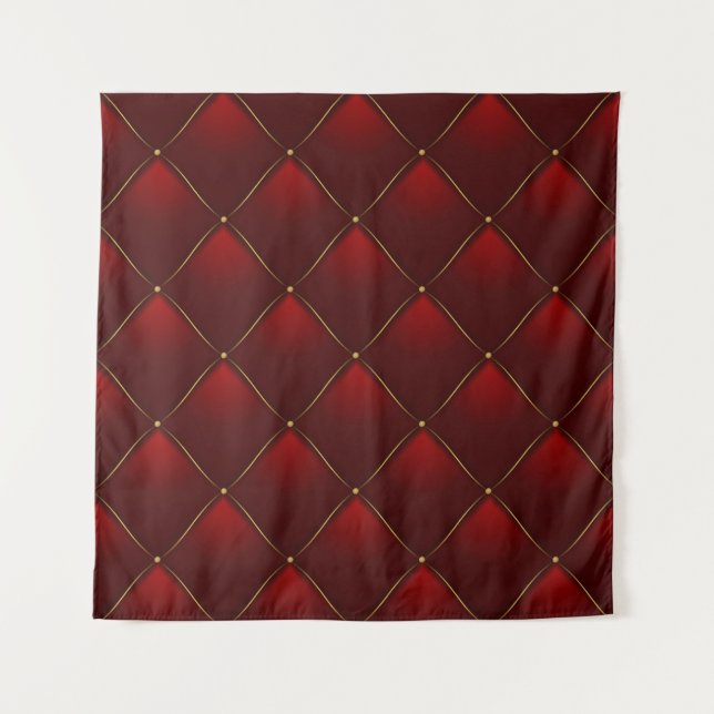 Hintergründe des gequilten Red Gold Thread Wandteppich (Vorderseite)