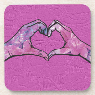 Hintergrundeffekte für das Herz auf rosa Spitzen Getränkeuntersetzer