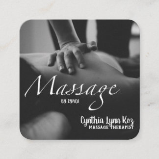 Hintergrundinformationen zu Massage Text Foto BW Quadratische Visitenkarte