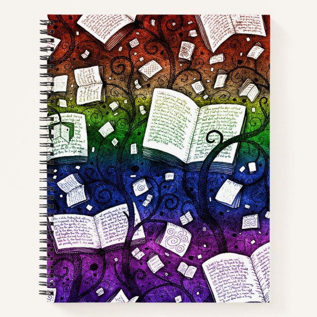Hintergrundinformationen zu Regenbogenbüchern Notizbuch (Vorderseite)