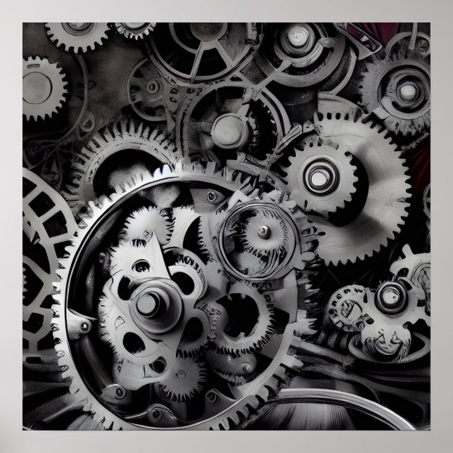 Hintergrundinformationen zu Surreal Steampunk Gear Poster (Vorne)