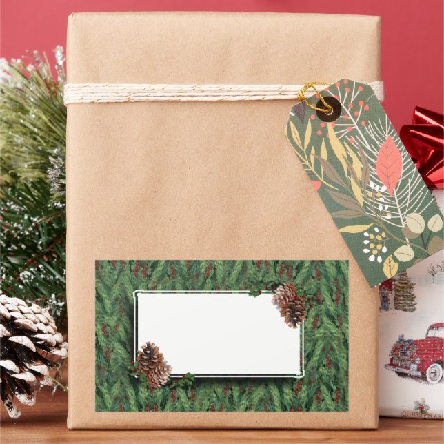 Hintergrundinformationen zu Weihnachtsbaum mit Tag Rechteckiger Aufkleber (Feiertag)