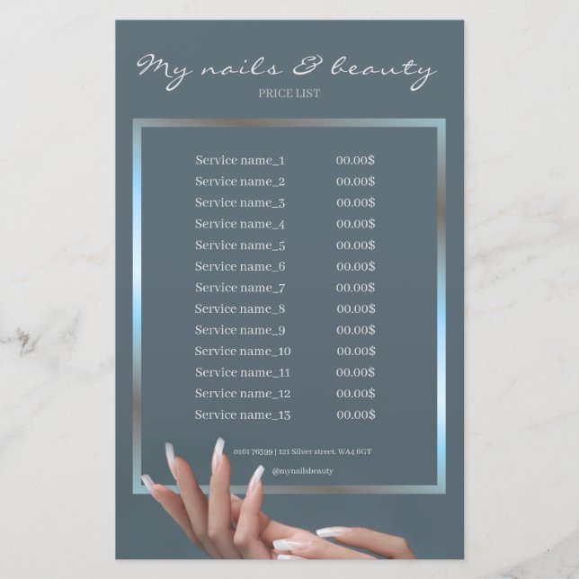 Hintergrundinformationen zum Nail Beauty Salon und (Vorderseite)