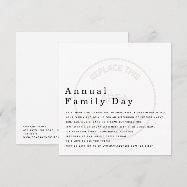 Hintergrundinformationen zur Einladung zum Firmenl (Vorne/Hinten)