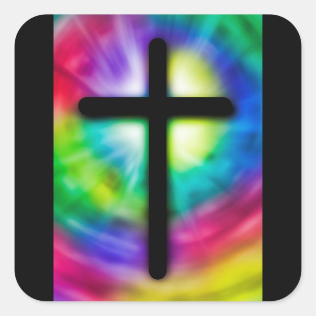 Hintergrundkleber für religiöse Kreuzungen der Gef Quadratischer Aufkleber (Vorderseite)