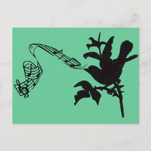 Hintergrundmusik für schwarzen Vogel Postkarte (Vorderseite)