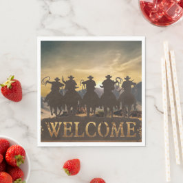 Hintergrundpapier über Cowboys bei der Reitstrecke Serviette
