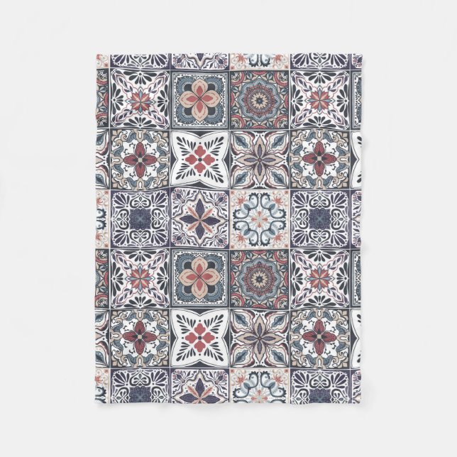 Hintergrundspuren/Talavera inspiriert Fliesen 2 Fleecedecke (Vorderseite)