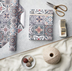 Hintergrundspuren/Talavera inspiriert Fliesen 2 Geschenkpapier
