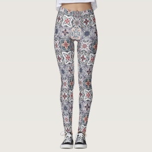 Hintergrundspuren/Talavera inspiriert Fliesen 2 Leggings