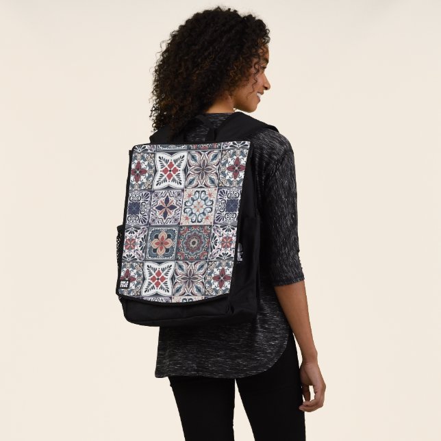 Hintergrundspuren/Talavera inspiriert Fliesen 2 Rucksack (Ausgewaschen)