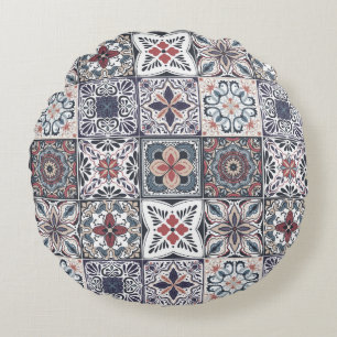 Hintergrundspuren/Talavera inspiriert Fliesen 2 Rundes Kissen