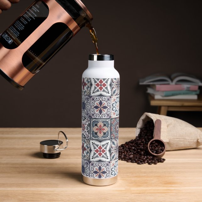 Hintergrundspuren/Talavera inspiriert Fliesen 2 Trinkflasche (Kaffee)