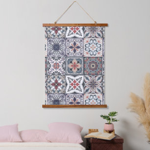 Hintergrundspuren/Talavera inspiriert Fliesen 2 Wandteppich Mit Holzrahmen