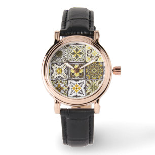 Hintergrundspuren/Talavera inspirierte Fliesen/ Armbanduhr