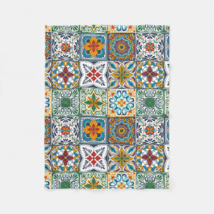Hintergrundspuren/Talavera-inspirierte Fliesen Fleecedecke