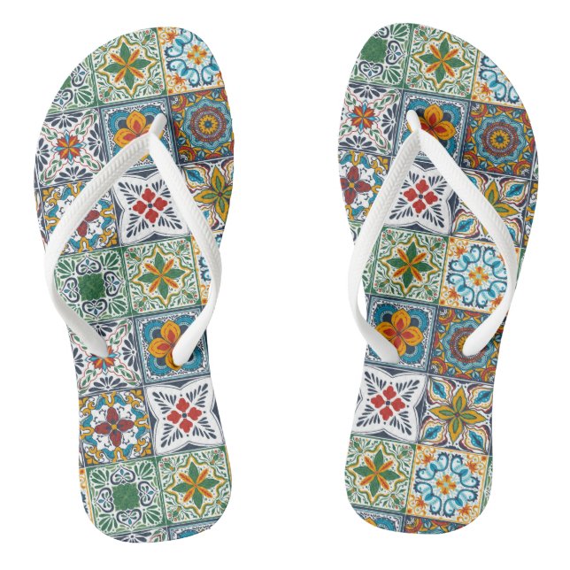 Hintergrundspuren/Talavera-inspirierte Fliesen Flip Flops (Fußbett)