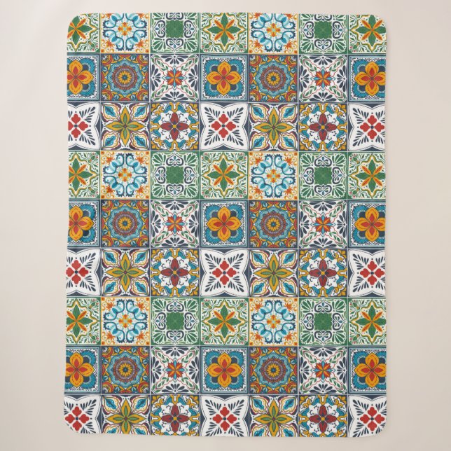 Hintergrundspuren/Talavera-inspirierte Fliesen Sherpadecke (Vorderseite)