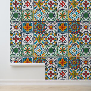 Hintergrundspuren/Talavera-inspirierte Fliesen Tapete
