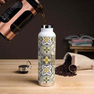 Hintergrundspuren/Talavera inspirierte Fliesen/ Trinkflasche