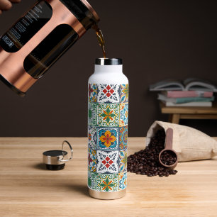 Hintergrundspuren/Talavera-inspirierte Fliesen Trinkflasche