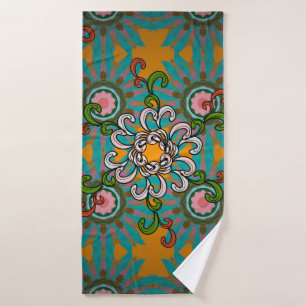 Hintergrundtextur, Tapete, Blumenmotiv im Protokol Badehandtuch