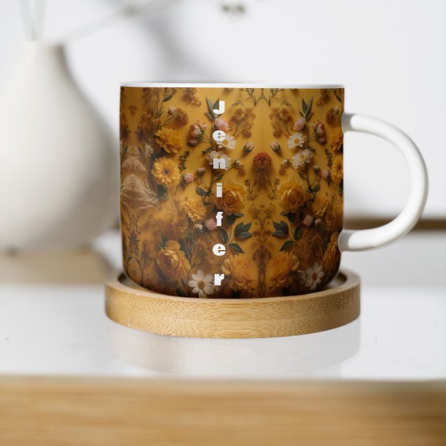 Hintergrundüberlagerung einer Mustard Boho Floral  Tasse (Von Creator hochgeladen)