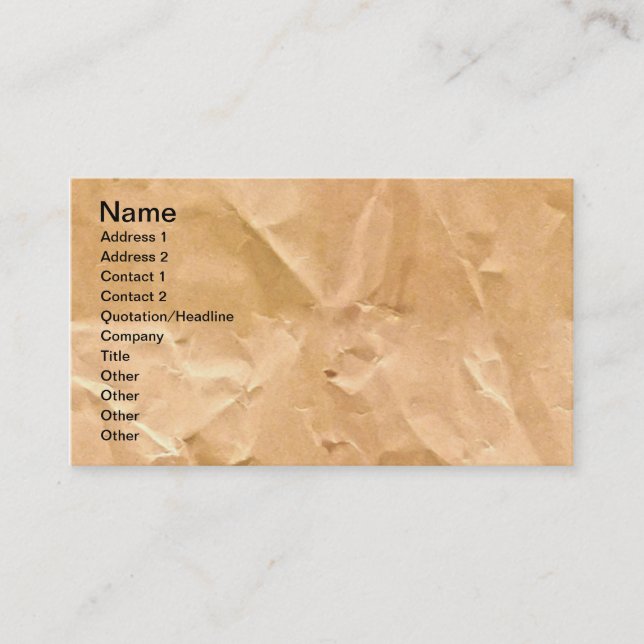 HINTERGRUNDZEICHEN FÜR DIE LEICHTE BROWNPAPIERTEXT VISITENKARTE (Vorderseite)