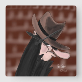 Hinterhältiger Bösewicht-Cartoon-Charakter Quadratische Wanduhr