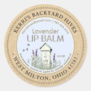 Hinterhof Bienenwachs Lavendel Lip Balm Kraft Runder Aufkleber