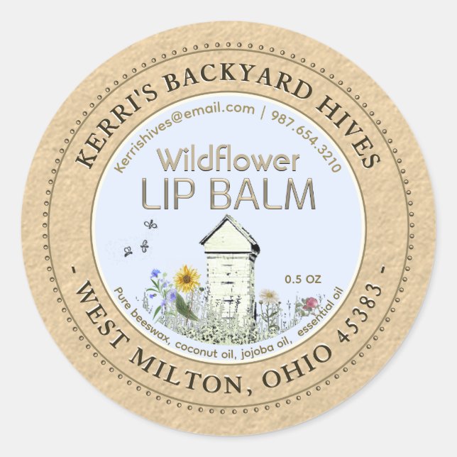 Hinterhof Bienenwachs Lip Balm Kraft Bienenstock-B Runder Aufkleber (Vorderseite)