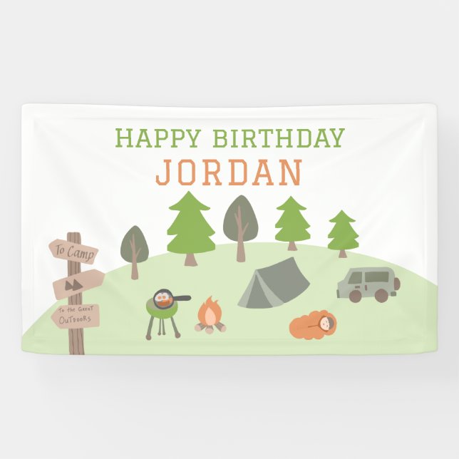 Hinterhof Camping Geburtstag unter den Sternen Auß Banner (Horizontal)