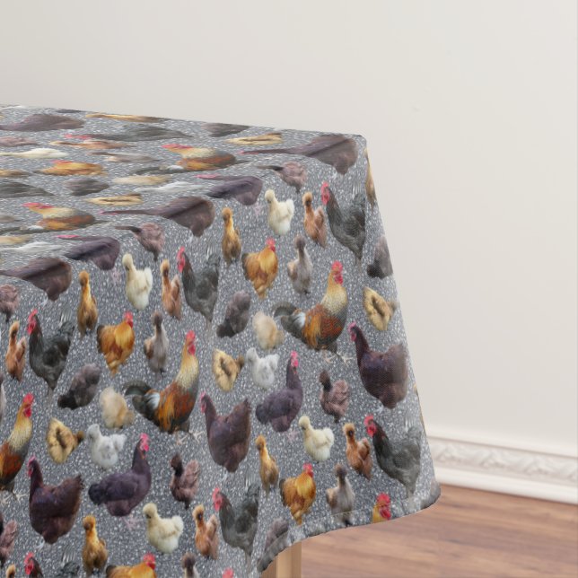 Hinterhof Hühner auf Glitzer Hintergrund Tischdecke (Beispiel)