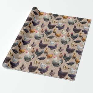 Hinterhof Hühner Burlap Geschenkpapier