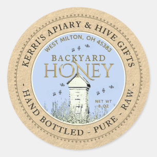 Hinterhof Nehmt Honey Label Hand Flasche rohe Kraf Runder Aufkleber