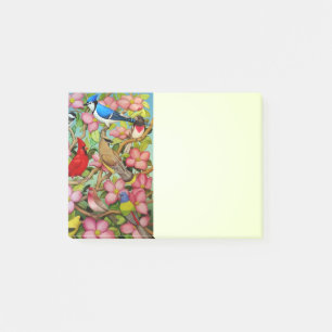 Hinterhof-wilde Vögel auf Post-it Klebezettel