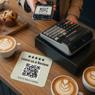 Hinterlassen Sie uns eine Bewertungs-QR-Code-Aufkl Quadratischer Aufkleber