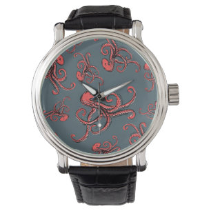 Hinterlistiges Kraken-Muster Armbanduhr