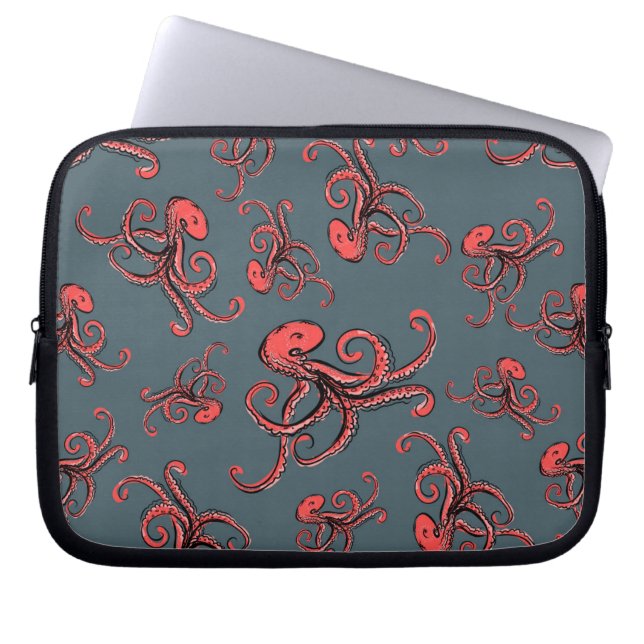 Hinterlistiges Kraken-Muster Laptopschutzhülle (Vorderseite)