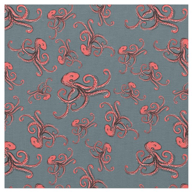 Hinterlistiges Kraken-Muster Stoff (Nahaufnahme)