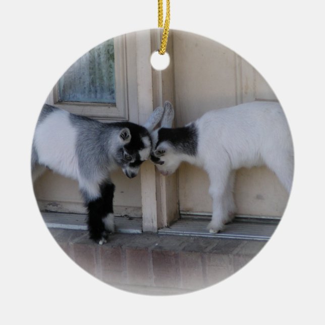 HINTERN GEHT BABY-ZIEGEN-WEIHNACHTSverzierungen Keramik Ornament (Vorne)