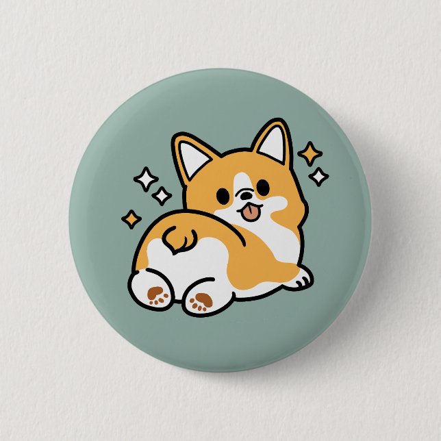 Hintern zuerst, Let's Nickerchen - Niedlicher Corg Button (Vorderseite)