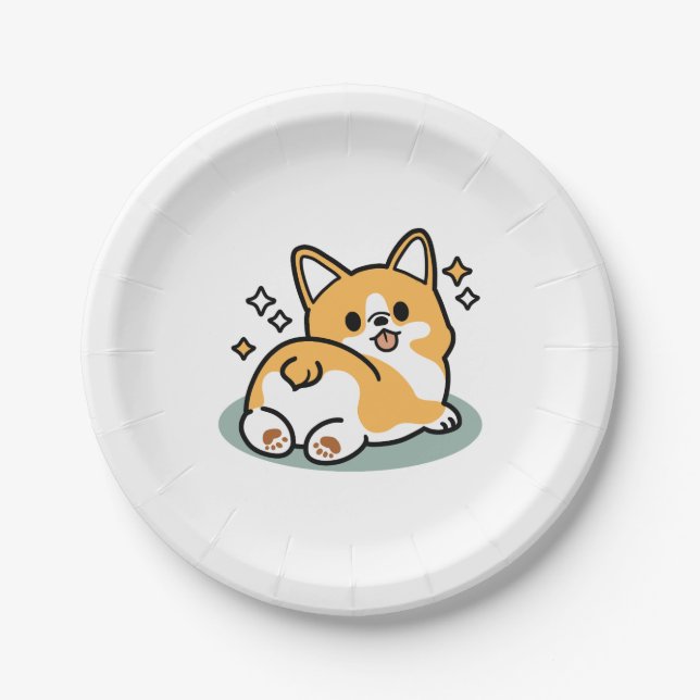 Hintern zuerst, Let's Nickerchen - Niedlicher Corg Pappteller (Vorderseite)