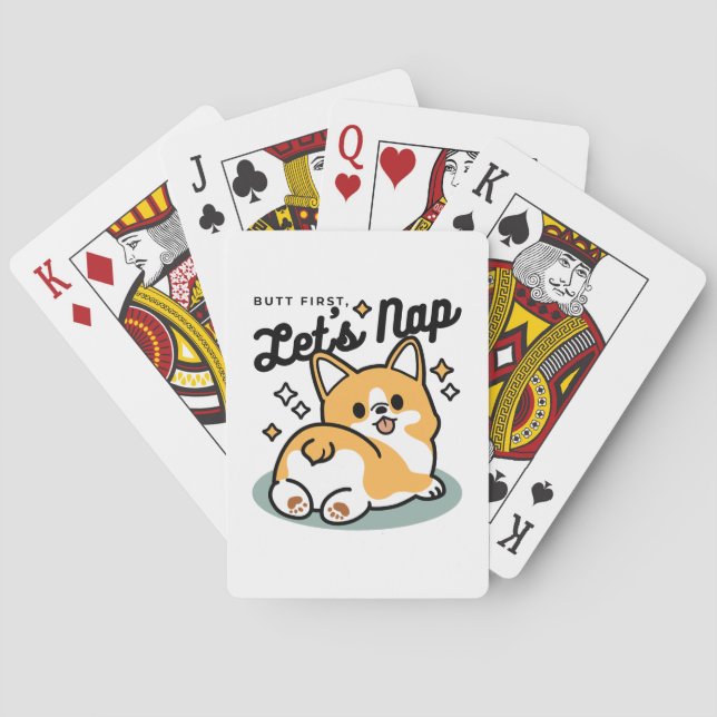 Hintern zuerst, Let's Nickerchen - Niedlicher Corg Spielkarten (Rückseite)