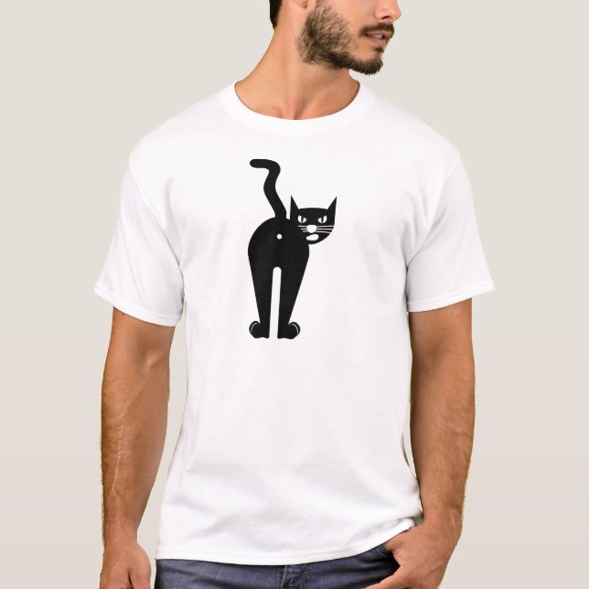 Hinternloch der schwarzen Katze T-Shirt (Vorderseite)