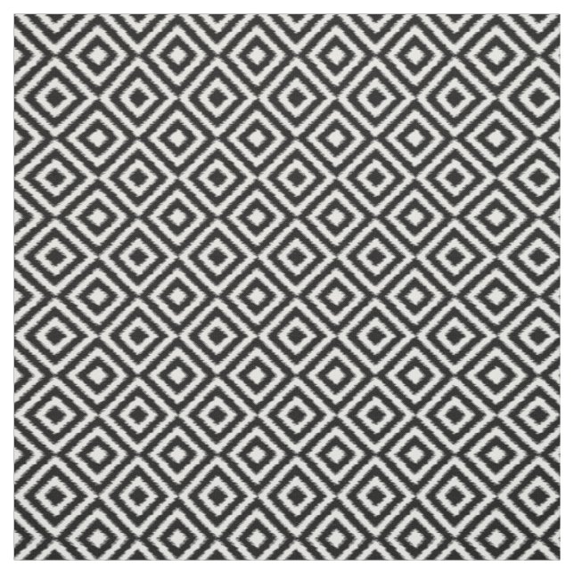 Hinterro Schwarz-weißes Ikat-Diamantquadratmuster Stoff (Muster)