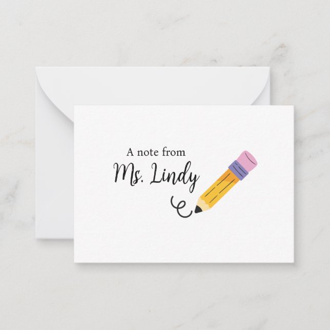 Hinweis des Lehrers Mitteilungskarte (Vorderseite)