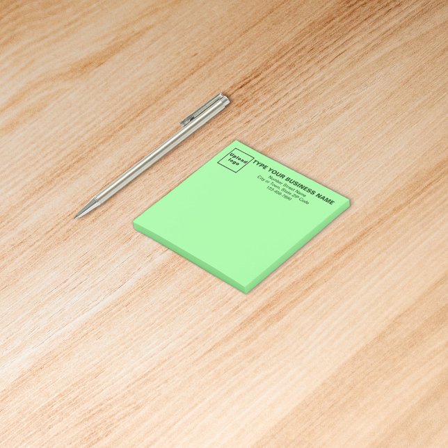 Hinweis für "Business Light Green Square" Post-it Klebezettel (Build brand name awareness. Your business brand on heading of light green square post it note.)